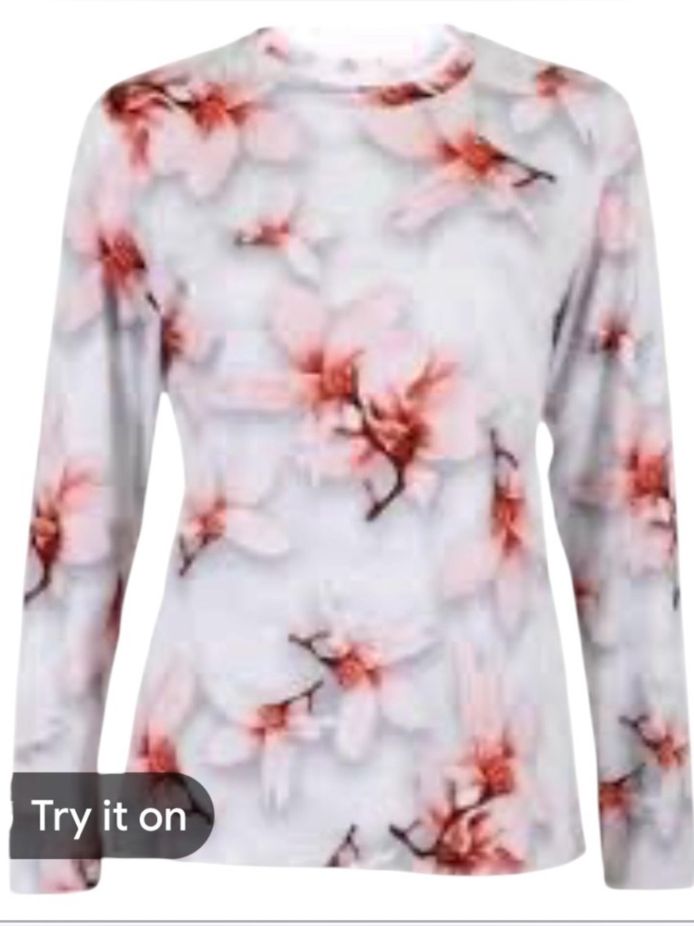 5 Fin Long Sleeve SPF Swim Tee Size Medium Beautiful Floral Pattern